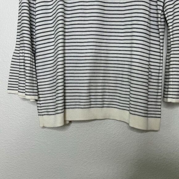 Talbots Sweater Medium Striped Floral Embroidery Beaded Embellish Bell Sleeve - Picture 16 of 16
